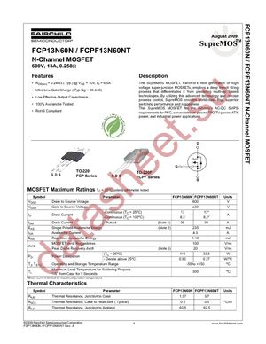 FCPF13N60NT datasheet  
